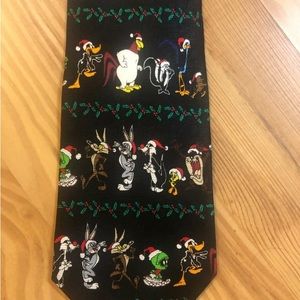 Vtg Looney Tunes Men' Silk Tie Characters & Names Collectible Necktie 1993